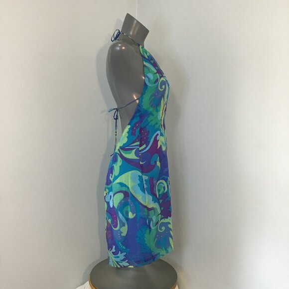 Denise Collection Silk Halter Mini Dress Size 4 - Picture 3 of 12